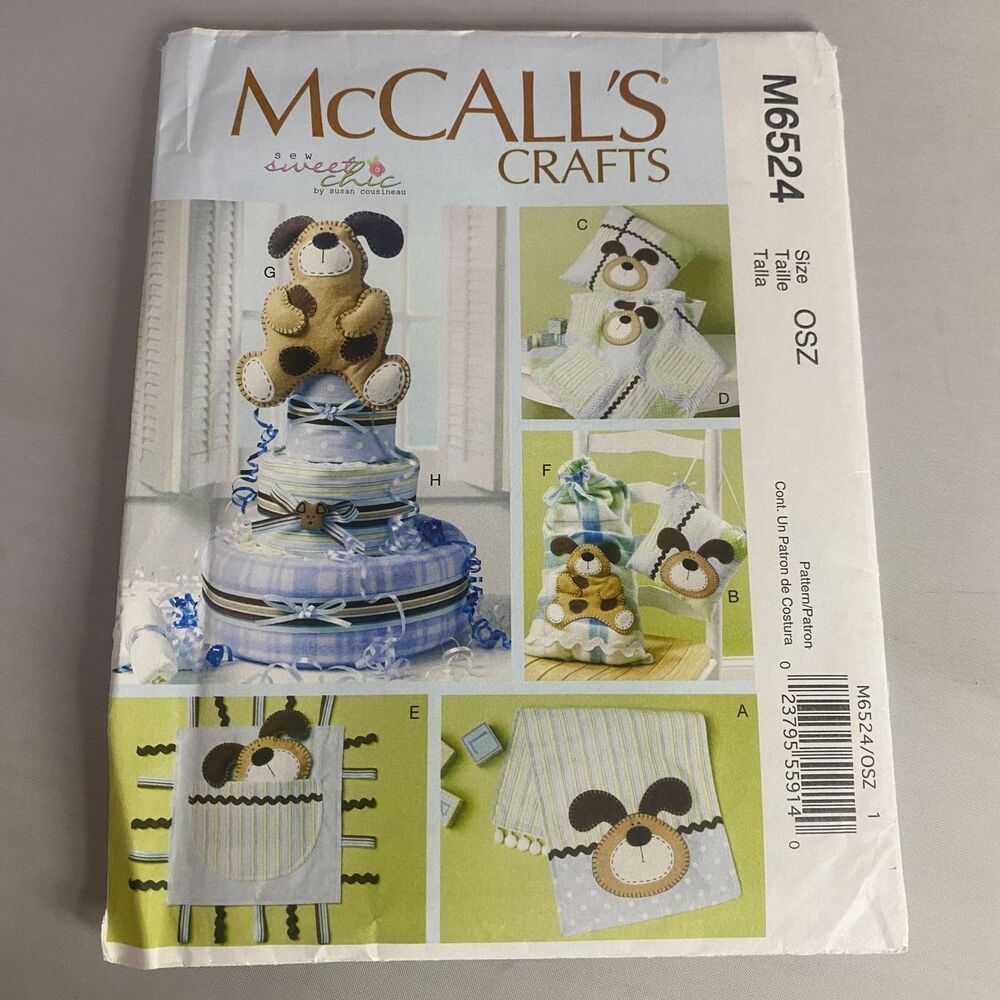 #M6524 McCalls Crafts Burp Cloth Pillow Blanket Toy Dog Cake Sewing Pattern